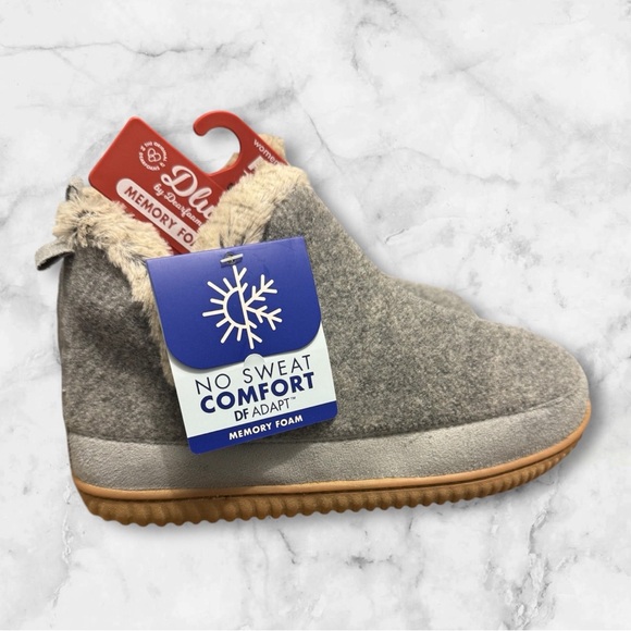 DLuxe By Dearfoam Dolly Felted Bootie Slippers- Gray M 7/8 - Picture 6 of 8